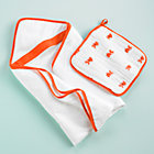 Orange Fish Towel &amp; Washcloth SetTowel: 32"x32"Washcloth: 15"x15"